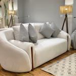gray round sofa