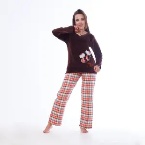 Casual Pajamas, Lounge Pajamas, Mix & Match Sets, Other Pajamas, Pajamas Brown Checkered Winter Pajama Set