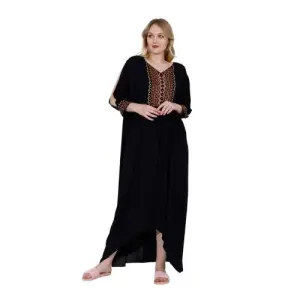 Elegant Black Maxi Dress with Embroidered Detailing