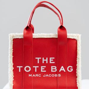 RED LEATHER TOTE BAG