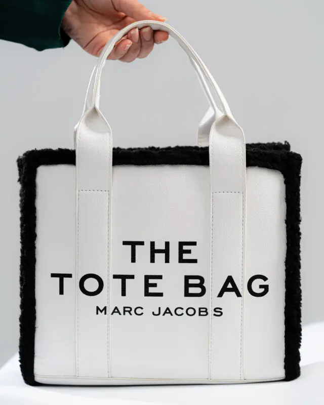 WHITE LEATHER TOTE BAG