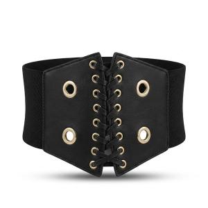 Women's Lace-up Elastic Wide Waist Belt T-45