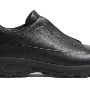 Zegna - Triple Stitch Monte Grained Calf Leather Black Slip On Sneakers