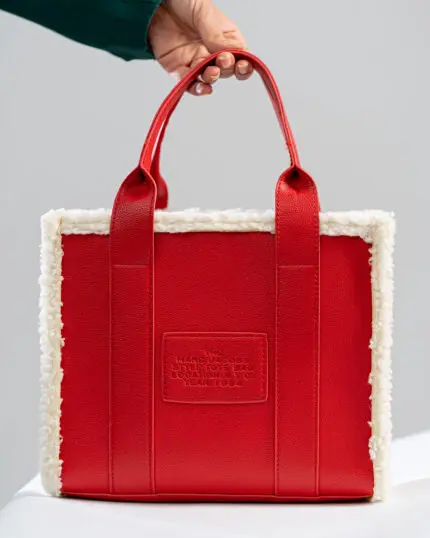 RED LEATHER TOTE BAG