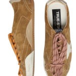 Golden Goose True-Star in tobacco-colored suede with white star and platinum heel tab(Women's)