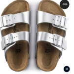 Birkenstock Arizona Children's Percoflor - Electroplated Silver with a Metallic Sheen