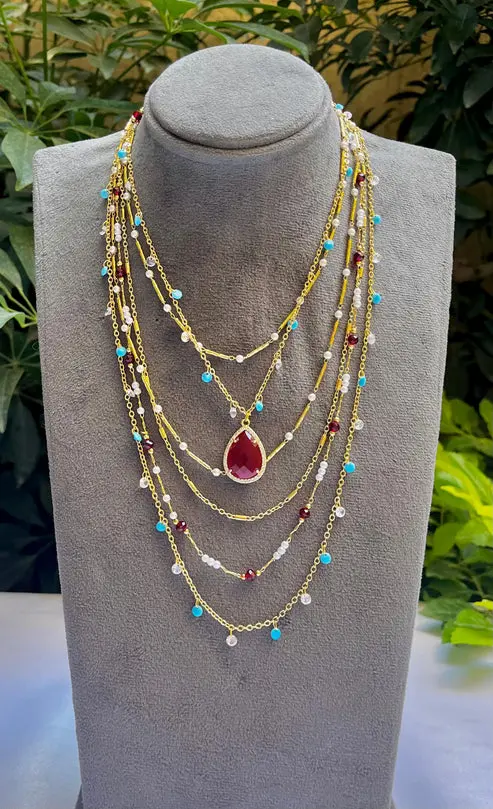 Sultana Teardrop Layered Necklace