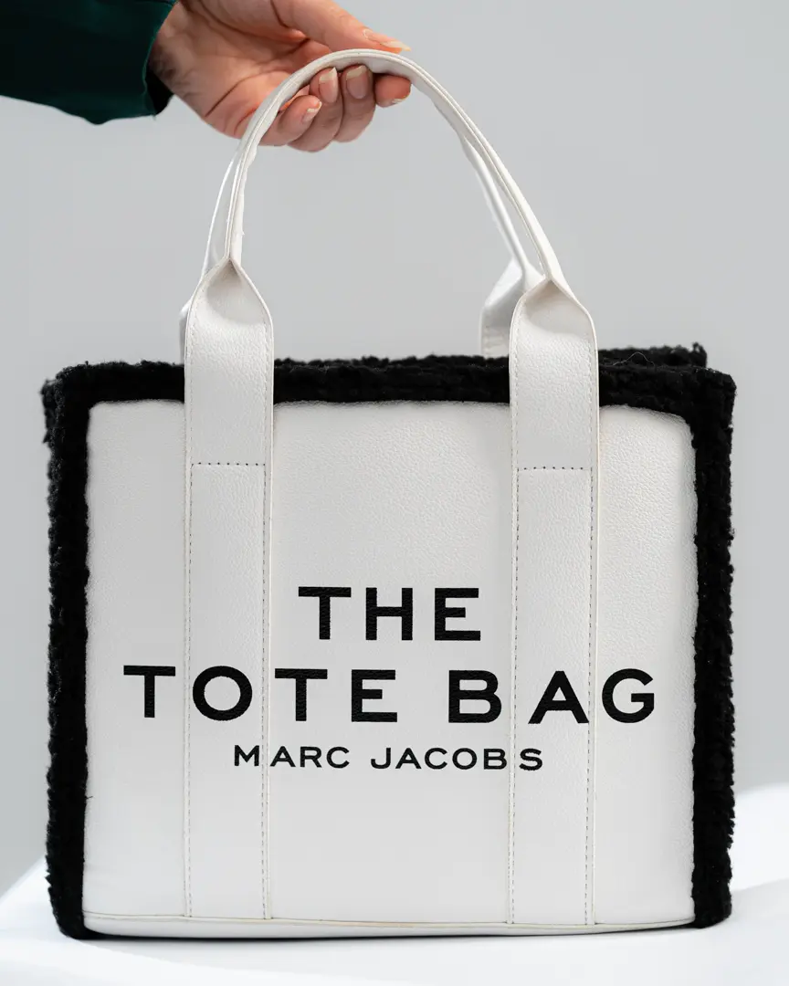 WHITE LEATHER TOTE BAG
