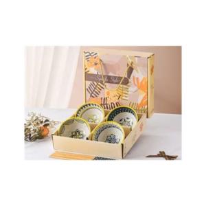 Andalusian design porcelain bowl set - 4 pieces in a gift box. Shapes as pictured.