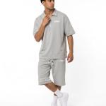 Light Gray Collar Shorts Suit