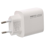 Recci Charger with Dual USB-C Ports 45W Gan EU Plug â€“ RC101E