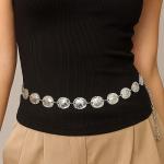 Hammered Disc Metal Belt – Silver & Gold U-18