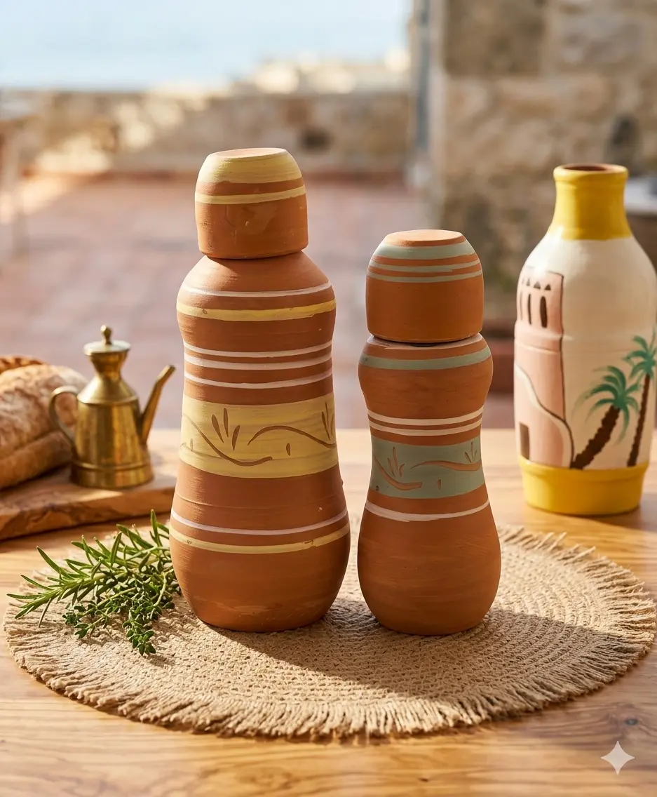 زجاجه فخار بالكوب ملونة