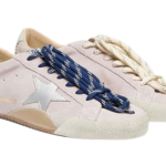 Golden Goos True-Star in pastel pink suede with silver star and heel tab(Women's)