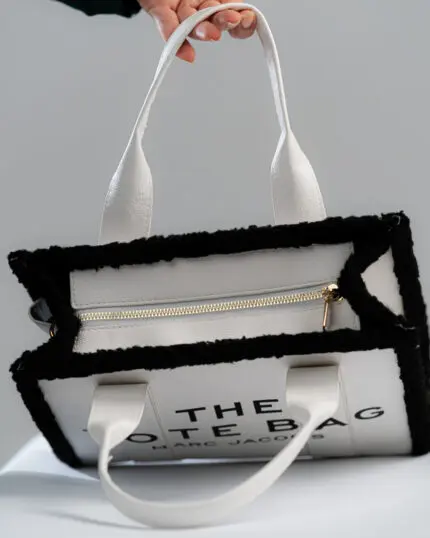 WHITE LEATHER TOTE BAG