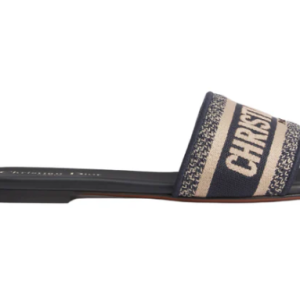 Dway Slide Deep Blue Embroidered Cotton