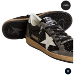 Golden Goose Ball Star in glitter with leather star and metallic leather heel tab(Women's)