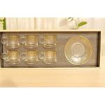 مجموعة فاخره من الأكواب الزجاجية للقهوة والشاي - 12 قطع مع نقش ذهبي - مثالية للهدايا