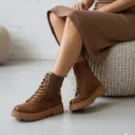 Boots leather with diamonds on the side – B-50