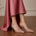 Elegant Embellished Mesh Heels C-83