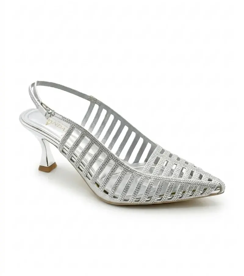 Crystal Embellished Mesh Heels C-89