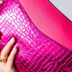 Metallic Texture Clutch-pink