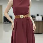 Wide Embellished Belt with Statement Round Buckle BT-12