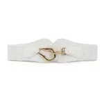 Women's Elastic Wide Waist Belt with Curved Gold Buckle T-54