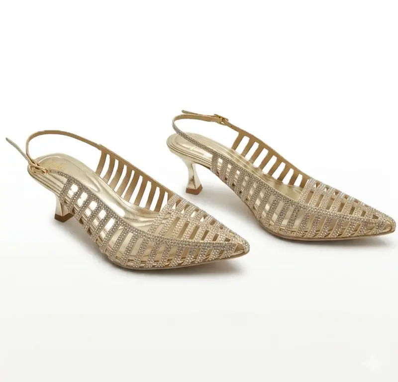Crystal Embellished Mesh Heels C-89
