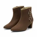 Elegant ankle boots with metallic ring details B-49