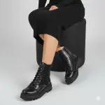 Boots leather with diamonds on the side – B-50