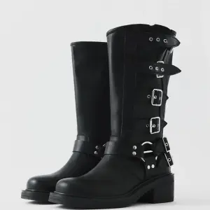 Black Leather biker boots