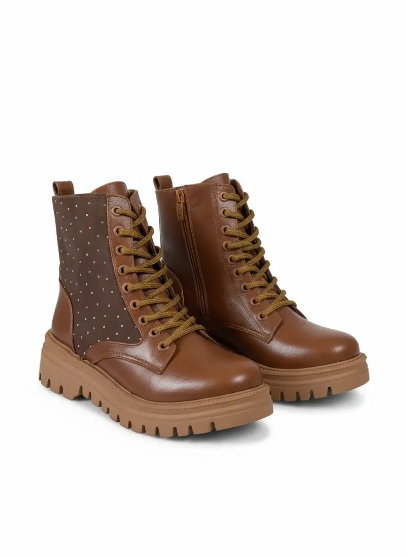 Boots leather with diamonds on the side – B-50