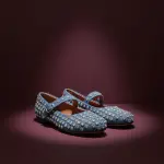 Crystal Studded Denim Mary Jane Flats