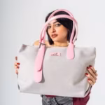 Tote Bag with Contrast Handle - PINK