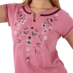 Women’s Floral Print Pajama Set – Short Sleeve Top & Long Pants