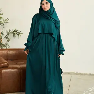MIDNIGHT GREEN SATIN DRESS ISDAL