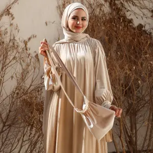 BEIGE VELVET ABAYA ISDAL