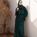 DARK GREEN VELVET ABAYA ISDAL
