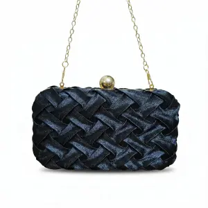 Woven Evening Bag with Gold Ball Clasp VS-61