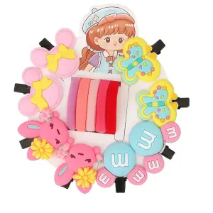 Kids Hair Accessory Set with Butterfly, Bunny & Cartoon Clips – F-5