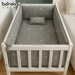 طقم السرير الخشب ،ملاية و٤جوانب مبطنة ومخدة ، رصاصي