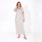 Elegant Cotton Printed Nightdress – Short Sleeve, Full Length