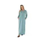 Women’s Cozy Long-Sleeve Winter Nightgown with Embroidered Detail