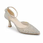 Glittery Rhinestone Pointed-Toe Heels C-125
