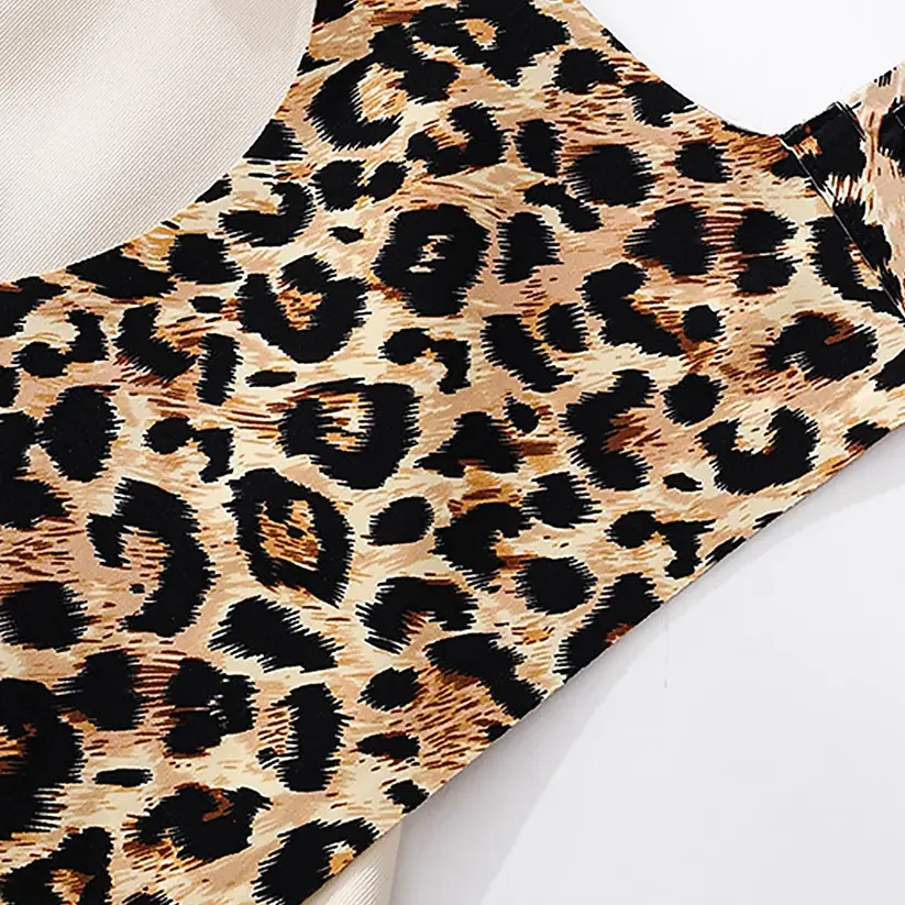 Leopard Print Wirefree Minimizer Bra Plus Size Anti-Sagging Lifting Bralette
