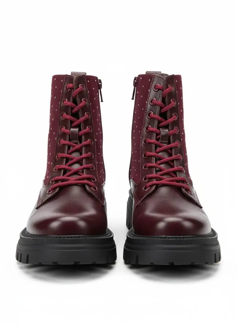 Boots leather with diamonds on the side – B-50