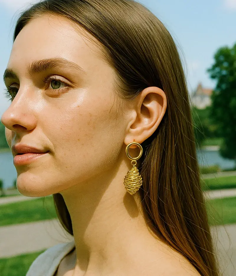 Artistic Gold Stainless Steel Earrings EA-30