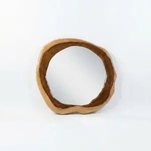 Handmade Organic Natural Wood Live Edge Round Wall Mirror