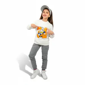 White Sweatshirt with Sequin Orange Donald 🧡🦆